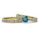 1 - Salana Classic London Blue Topaz and Diamond Bridal Set Ring 
