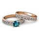 2 - Salana Classic London Blue Topaz and Diamond Bridal Set Ring 