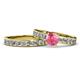 1 - Salana Classic Pink Tourmaline and Diamond Bridal Set Ring 
