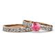 1 - Salana Classic Pink Tourmaline and Diamond Bridal Set Ring 
