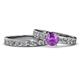 1 - Salana Classic Amethyst and Diamond Bridal Set Ring 