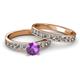 2 - Salana Classic Amethyst and Diamond Bridal Set Ring 