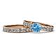 1 - Salana Classic Blue Topaz and Diamond Bridal Set Ring 