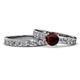 1 - Salana Classic Red Garnet and Diamond Bridal Set Ring 