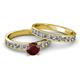 2 - Salana Classic Red Garnet and Diamond Bridal Set Ring 