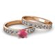 2 - Salana Classic Rhodolite Garnet and Diamond Bridal Set Ring 