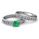 2 - Salana Classic Emerald and Diamond Bridal Set Ring 