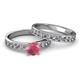 2 - Salana Classic Rhodolite Garnet and Diamond Bridal Set Ring 