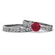 1 - Salana Classic Ruby and Diamond Bridal Set Ring 
