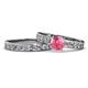 1 - Salana Classic Pink Tourmaline and Diamond Bridal Set Ring 