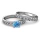 2 - Salana Classic Blue Topaz and Diamond Bridal Set Ring 