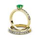 3 - Salana Classic Emerald and Diamond Bridal Set Ring 