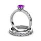 3 - Salana Classic Amethyst and Diamond Bridal Set Ring 