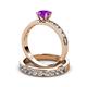 3 - Salana Classic Amethyst and Diamond Bridal Set Ring 