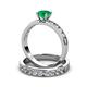 3 - Salana Classic Emerald and Diamond Bridal Set Ring 