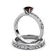 3 - Salana Classic Red Garnet and Diamond Bridal Set Ring 