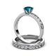 3 - Salana Classic London Blue Topaz and Diamond Bridal Set Ring 