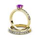 3 - Salana Classic Amethyst and Diamond Bridal Set Ring 
