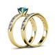 4 - Salana Classic London Blue Topaz and Diamond Bridal Set Ring 