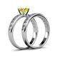4 - Salana Classic Yellow and White Diamond Bridal Set Ring 