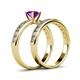 4 - Salana Classic Amethyst and Diamond Bridal Set Ring 