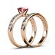 4 - Salana Classic Rhodolite Garnet and Diamond Bridal Set Ring 