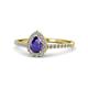1 - Arella Desire Iolite and Diamond Halo Engagement Ring 