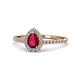 1 - Arella Desire Ruby and Diamond Halo Engagement Ring 