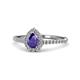 1 - Arella Desire Iolite and Diamond Halo Engagement Ring 