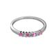 2 - Evia 2.00 mm Princess Cut Pink Sapphire and Diamond 7 Stone Wedding Band 