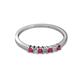 2 - Evia 2.00 mm Princess Cut Ruby and Diamond 7 Stone Wedding Band 