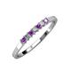3 - Evia 2.00 mm Princess Cut Amethyst and Diamond 7 Stone Wedding Band 