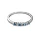 2 - Evia 2.00 mm Princess Cut London Blue Topaz and Diamond 7 Stone Wedding Band 