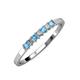 3 - Evia 2.00 mm Princess Cut Blue Topaz and Diamond 7 Stone Wedding Band 