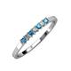 3 - Evia 2.00 mm Princess Cut London Blue Topaz and Diamond 7 Stone Wedding Band 