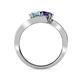 4 - Eleni Blue Topaz and Blue Sapphire with Side Diamonds Bypass Ring 