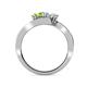 4 - Eleni Peridot and White Sapphire with Side Diamonds Bypass Ring 
