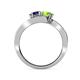 4 - Eleni Blue Sapphire and Peridot with Side Diamonds Bypass Ring 