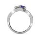 4 - Eleni White and Blue Sapphire with Side Diamonds Bypass Ring 