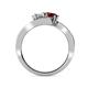 4 - Eleni White Sapphire and Red Garnet with Side Diamonds Bypass Ring 