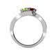 4 - Eleni Peridot and Red Garnet with Side Diamonds Bypass Ring 