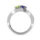 4 - Eleni Peridot and Blue Sapphire with Side Diamonds Bypass Ring 