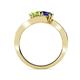4 - Eleni Peridot and Blue Sapphire with Side Diamonds Bypass Ring 