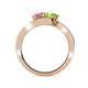 4 - Eleni Pink Tourmaline and Peridot with Side Diamonds Bypass Ring 