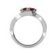 4 - Eleni Red Garnet with Side Diamonds Bypass Ring 