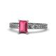 1 - Janina Classic Emerald Cut Rhodolite Garnet Solitaire Engagement Ring 