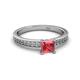 2 - Janina Classic Princess Cut Pink Tourmaline Solitaire Engagement Ring 
