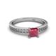 2 - Janina Classic Princess Cut Rhodolite Garnet Solitaire Engagement Ring 