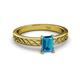 2 - Maren Classic 7x5 mm Emerald Cut London Blue Topaz Solitaire Engagement Ring 