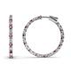 1 - Melissa 0.90 ctw (1.70 mm) Inside Outside Round Pink Tourmaline and Natural Diamond Eternity Hoop Earrings 